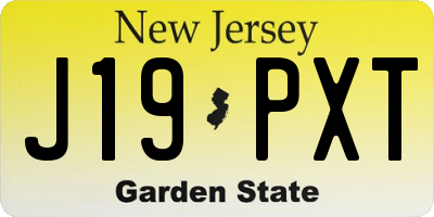 NJ license plate J19PXT