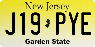 NJ license plate J19PYE