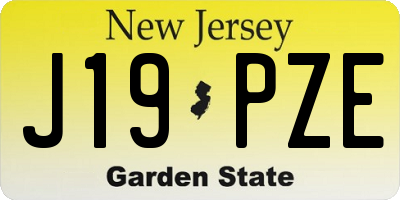 NJ license plate J19PZE