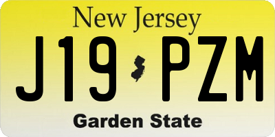 NJ license plate J19PZM