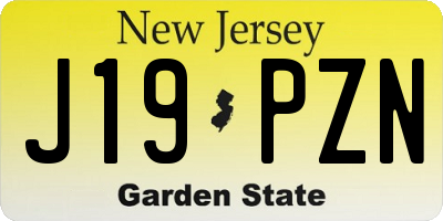 NJ license plate J19PZN
