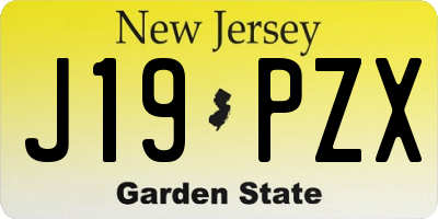 NJ license plate J19PZX