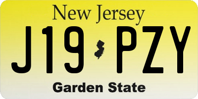 NJ license plate J19PZY