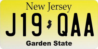 NJ license plate J19QAA