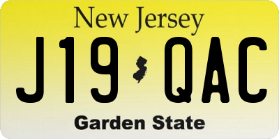 NJ license plate J19QAC