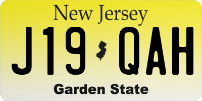 NJ license plate J19QAH
