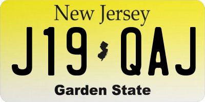 NJ license plate J19QAJ