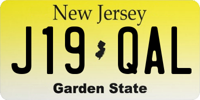 NJ license plate J19QAL