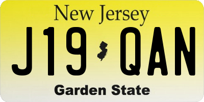 NJ license plate J19QAN