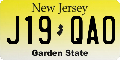 NJ license plate J19QAO