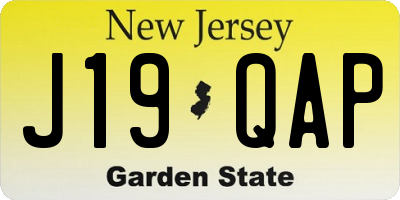 NJ license plate J19QAP