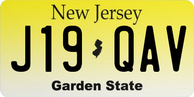 NJ license plate J19QAV