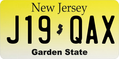 NJ license plate J19QAX