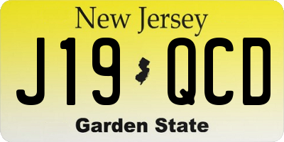 NJ license plate J19QCD
