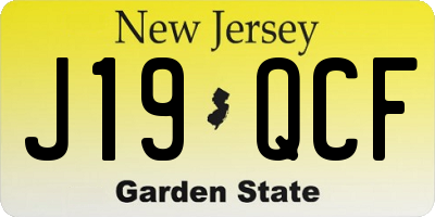 NJ license plate J19QCF