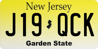 NJ license plate J19QCK