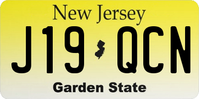 NJ license plate J19QCN