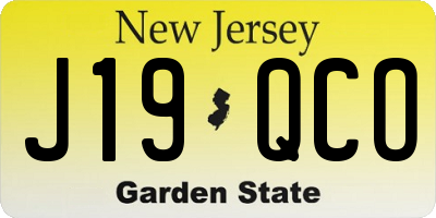 NJ license plate J19QCO