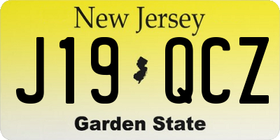 NJ license plate J19QCZ
