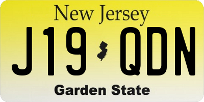 NJ license plate J19QDN
