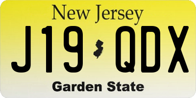 NJ license plate J19QDX
