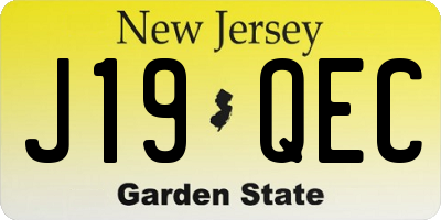 NJ license plate J19QEC