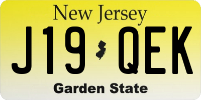 NJ license plate J19QEK