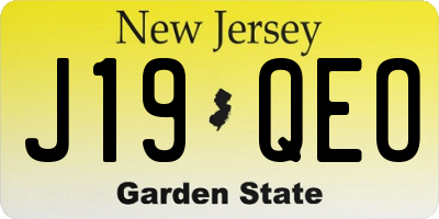 NJ license plate J19QEO