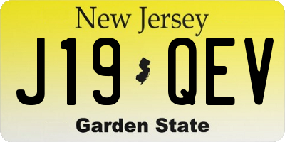 NJ license plate J19QEV