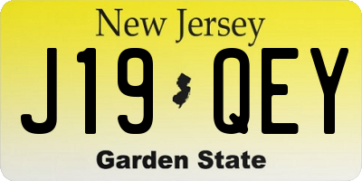 NJ license plate J19QEY