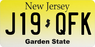 NJ license plate J19QFK