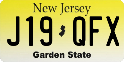 NJ license plate J19QFX