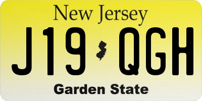 NJ license plate J19QGH