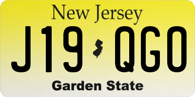 NJ license plate J19QGO