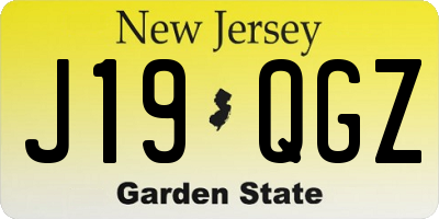 NJ license plate J19QGZ