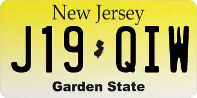 NJ license plate J19QIW