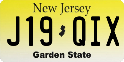 NJ license plate J19QIX