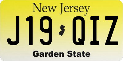 NJ license plate J19QIZ