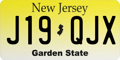 NJ license plate J19QJX
