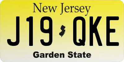 NJ license plate J19QKE