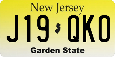 NJ license plate J19QKO
