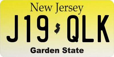 NJ license plate J19QLK