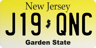 NJ license plate J19QNC
