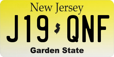 NJ license plate J19QNF