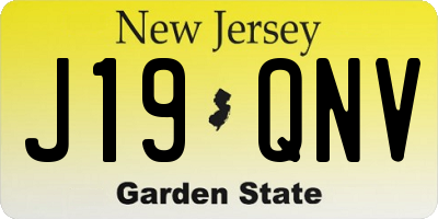 NJ license plate J19QNV