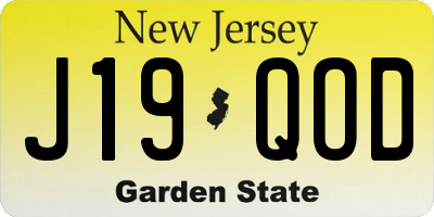 NJ license plate J19QOD