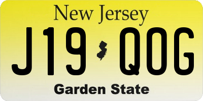 NJ license plate J19QOG