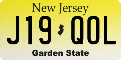 NJ license plate J19QOL