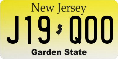 NJ license plate J19QOO