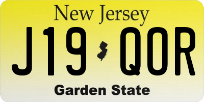 NJ license plate J19QOR